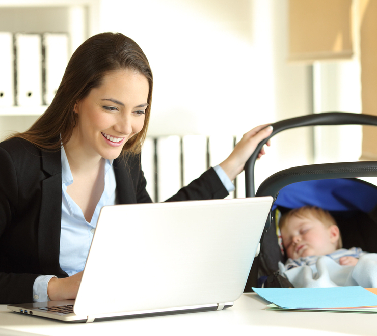 Mother Working Child Care Billing mom-uses-child-care-billing-software
