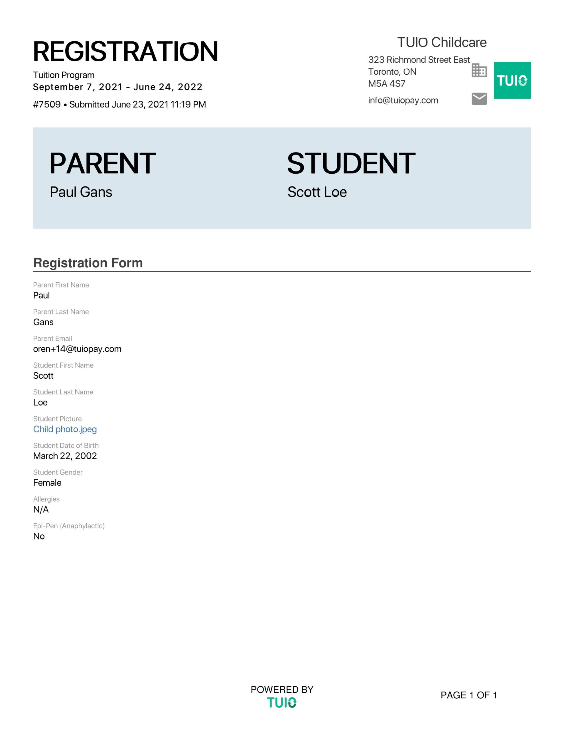 free-sample-student-registration-form
